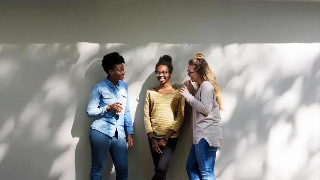 Students having a happy conversation
